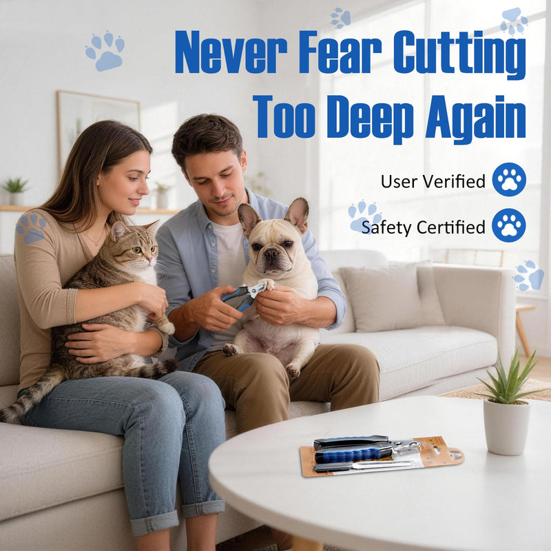 Dog Nail Clippers with Nail File, Ergonomic Dog Nail Trimmers to Avoid Over Cutting, Razor-Sharp Stainless Steel Blade with Safety Guard for Large/Small Pet Dogs, Blue - PawsPlanet Australia