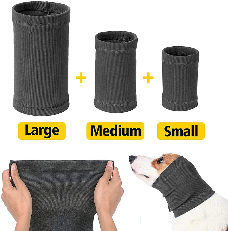 Quiet Ears for Dogs, Cat Dog Hat for Noise Block Ear Protection and Recovery, Dogs No Flap Ear Wraps for Anxiety Relief, Calming, Grooming, Neck Ear Warmer(L, Gray) Large - PawsPlanet Australia