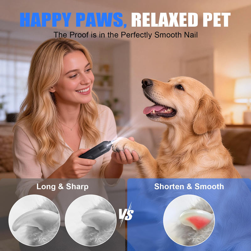 Dog Nail Grinder & Drill 2026 New Silent Groom Pro 3-Speed Pets Electric Nail Trimmer with LED Light, 40dB Quiet & Painless Paws Safe Guard for Dogs and Cats - PawsPlanet Australia