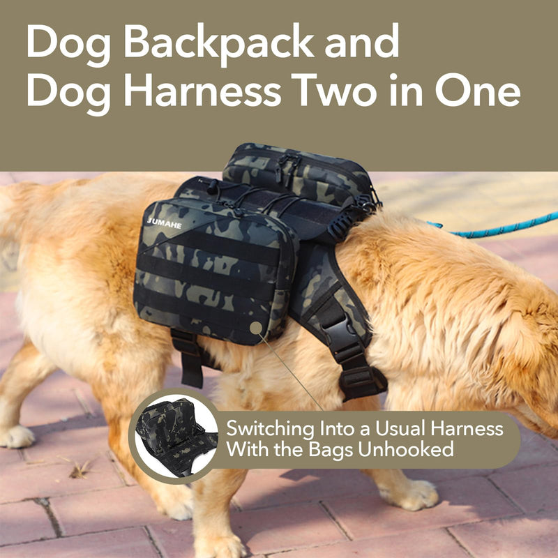 x Jumahe Dog Hiking Backpacks, for 85-125 lbs Large - Giant Dogs, Dog Hiking Back Pack, 5 Adjustable Buckles, Large Capacity 2 Spacious Side Bags, Breathable Waterproof Fabric (Red) Red Giant (Chest Girth 29"-38") - PawsPlanet Australia