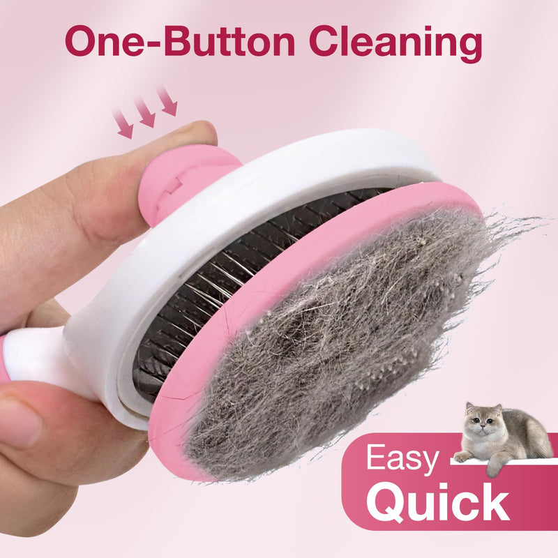 Self Cleaning Slicker Brush for Dogs & Cats, Grooming Dog Brush Cat Brush Haired Dogs, Pet Supplies Accessories, Pink - PawsPlanet Australia