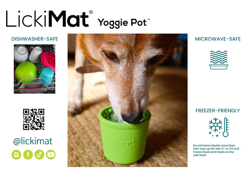 LICKIMAT Yoggie Pot – Distraction, Fun and Enrichment. Long Lasting Rubber Licking Treat Dispenser for All Dog Sizes and Slow Feeder for Small Dogs. The Newest LickiMat Turquoise