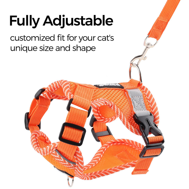 Cat Harness and Leash Escape Proof Large Kitten Harness Ragdoll Cat Vest for Walking Travel, Orange, L