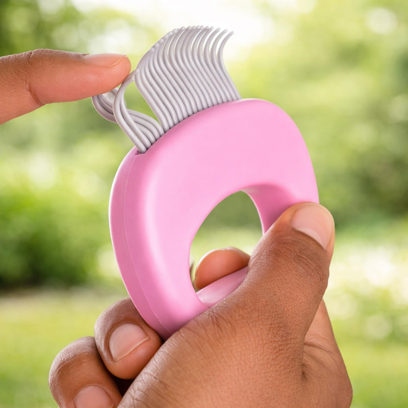 Pet Hair Removal Massage Shell Comb, Soft Deshedding & Dematting Grooming Brush for Dogs, Cats, Puppies & Rabbits – Removes Loose Fur & Mats, For Long & Short Hair (Pink) Pink