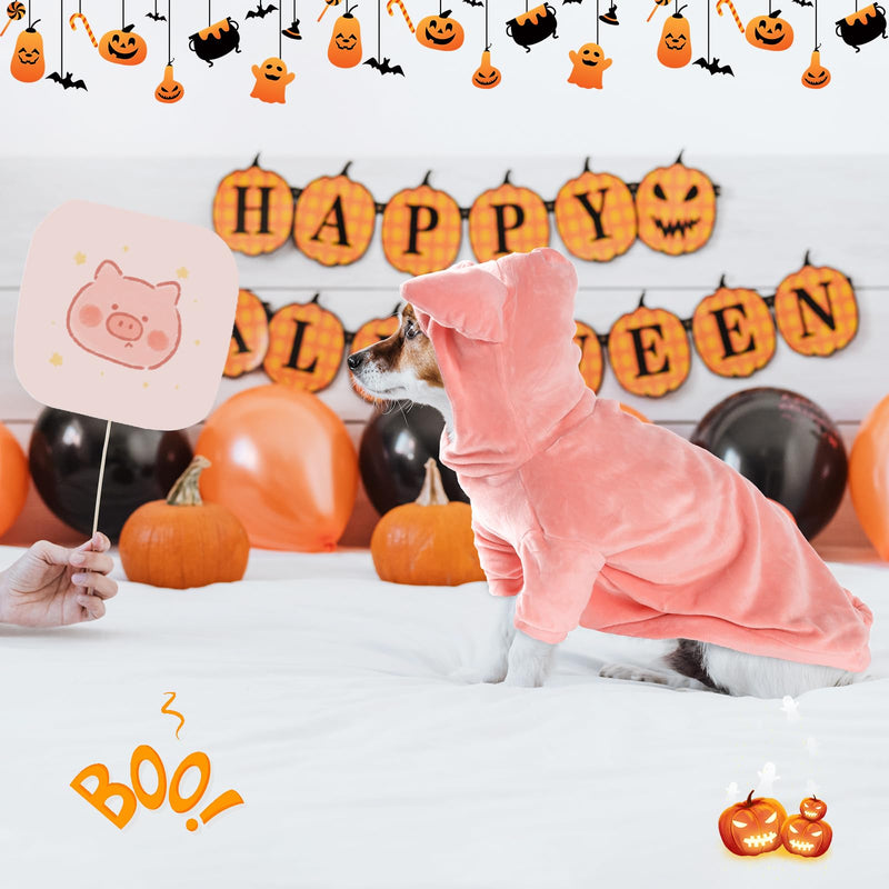 DELIFUR Dog Halloween Pig Costume - French Bulldog Adorable Pig Holiday Outfit Cute Hoodie Halloween Cosplay Costume Animal for Small and Medium Dog (Back: 19.5") Back: 19.5"