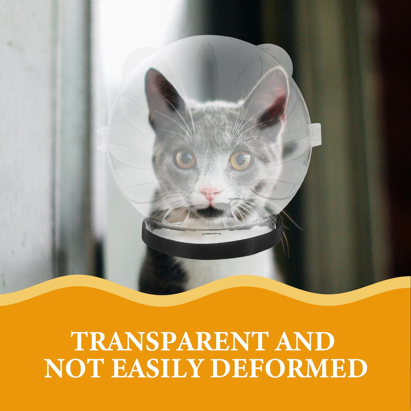 Breathable cat bladder helmet made of ABS. Large, round-shaped head protection with leg protection for cats after surgery. Wear-resistant and transparent.