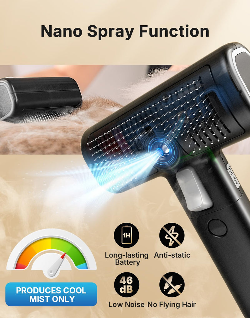 Pet Steam Brush for Dog & Cat with 3 Waterless Shampoo, Bath Shower Comb for Shedding & Grooming & Massaging Water Spray Brush for Long & Short Haired Pets Spritz Defur Comb Steam Brush + Essence Liquid - PawsPlanet Australia