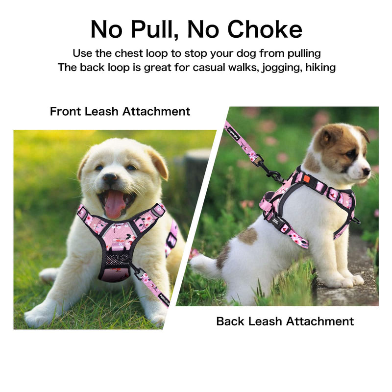 Petmolico Medium Dog Harness and Leash Set, No Choke 4 Leash Attachments Easy Control Handle Soft Padded Reflective Vest Dog Harness, Pink Plum - PawsPlanet Australia