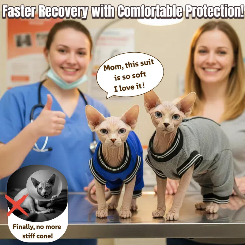T'CHAQUE Cat Clothes Surgery Recovery Suit for Female Male, Cat Onesie Pet Surgical Pajamas Hind Legs Long Sleeve, Abdominal Wound Skin Diseases, E-Collar Alternative, Spay Recovery Suit, RoyalBlue-XL X-Large
