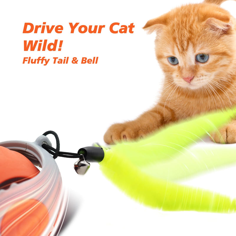 2025 Interactive Cat Toy for Indoor Cats, Automatic Moving Cat Balls for Bored Indoor Adult Cats, 360°Automatic Rolling Ball Toy, Two Speed Adjustment（Orange） Orange - PawsPlanet Australia