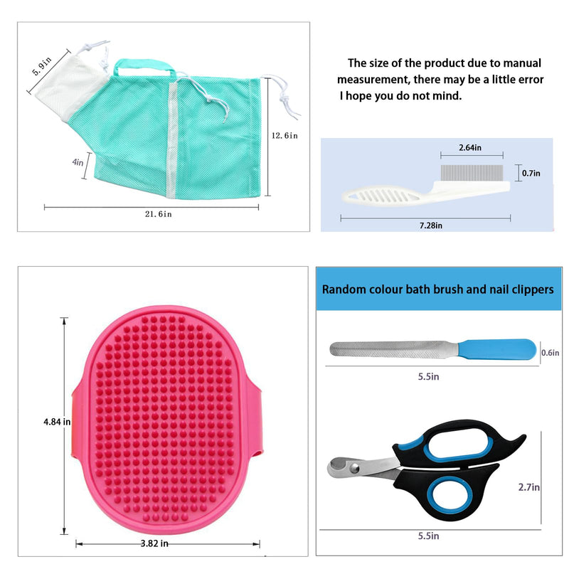 Adjustable Multifunctional Anti-Bite Shower net Bag，Cat Grooming Mesh Bag, Cat Bathing Bag，Cat Bath Brush and Cat Nail Clipper (A-Grey) A-Grey - PawsPlanet Australia
