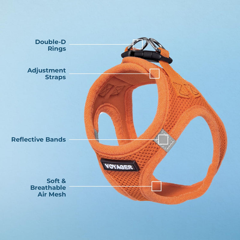 Voyager Step-In Air Dog Harness by Best Pet Supplies - All Weather Mesh Step in Vest Harness for Small and Medium Dogs, Orange, size L - Chest: 18 - 20.5" Harness (Orange) L (Chest: 18 - 20.5")