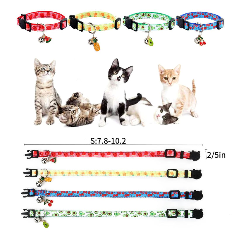 Breakaway Cat Collar with Bell, 4 Pack Safety Adjustable Cat Collars Set… fruit - PawsPlanet Australia