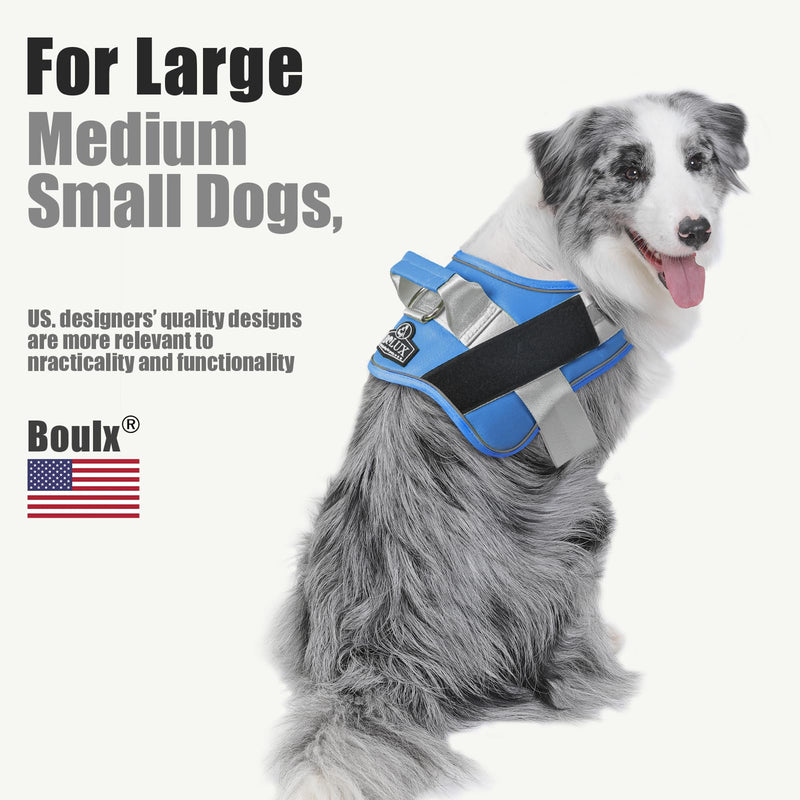 Bolux Dog Harness, No-Pull Reflective Dog Vest, Breathable Adjustable Pet Harness with Handle for Outdoor Walking - No More Pulling, Tugging or Choking Large (Pack of 1) BluePool - PawsPlanet Australia