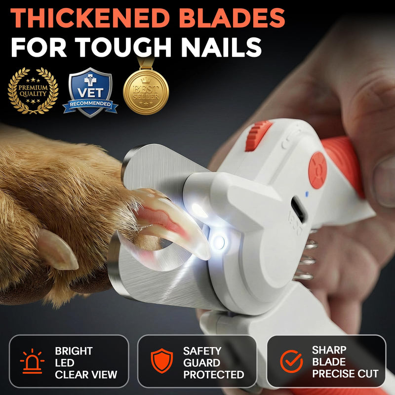 Dogs & Cats Nail Clippers with Light – Safety Guard Pet Nail Trimmer Reveals the Quick, Stainless Steel Blades, Beginner Friendly Grooming Tool for Home Use, Suitable for Small, Medium & Large Pets Orange