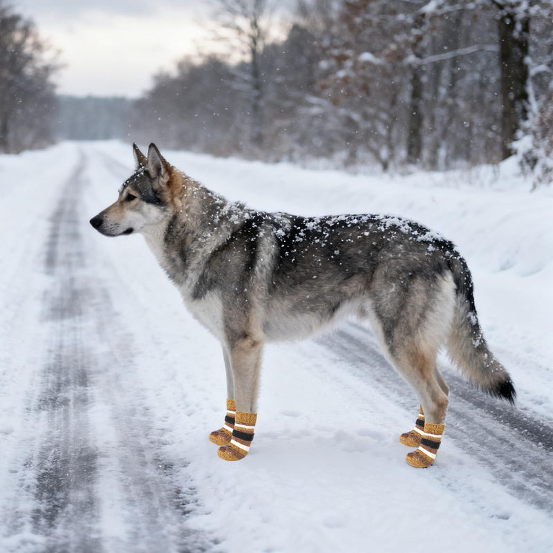 KOOLTAIL Anti Slip Dog Socks to Prevent Licking Paws and Slipping, Extra-Thick Grip Pet Boots & Paw Protectors, Winter Warm Puppy Shoes Booties for Hardwood Floors Small Medium Large Senior Dogs, XL X-Large Brown - PawsPlanet Australia