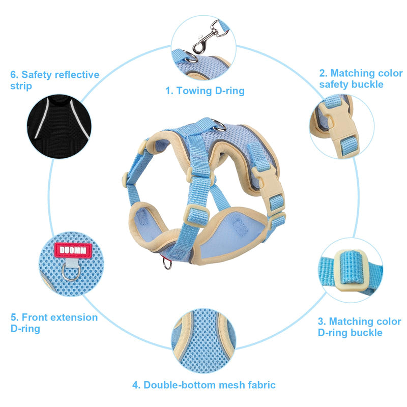 wanheart Cat Harness and Leash Set Escape-Proof Adjustable cat Leash and Harness Combo Suitable for All cat Breeds (Blue, S) blue - PawsPlanet Australia