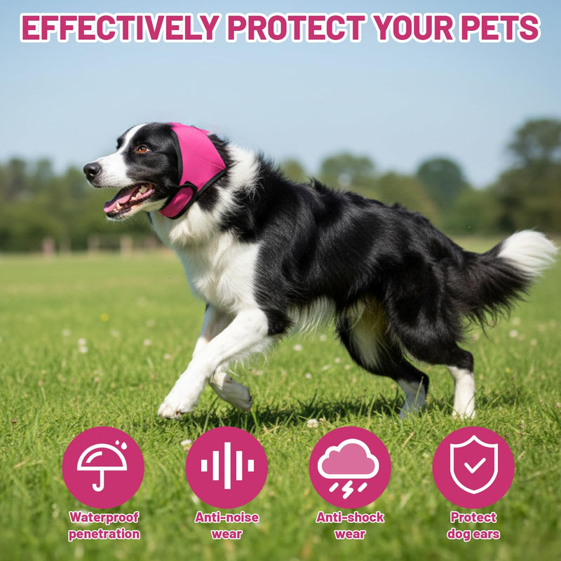 Dog Ear Defenders, Happy Hoodie for Dogs, Ear Protectors Noise Cancelling, Dog Snood Ear Protector for Fireworks,Rose Pink, Medium Size