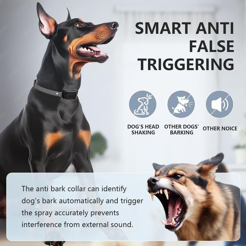 Citronella Dog Bark Collar, Anti Bark Collar with 3 Adjustable Spray & Sensitivity Level [1 Citronella Spray Refill] Automatic No Shock Dog Barking Collar for Small Medium Large Dogs, Gray Black