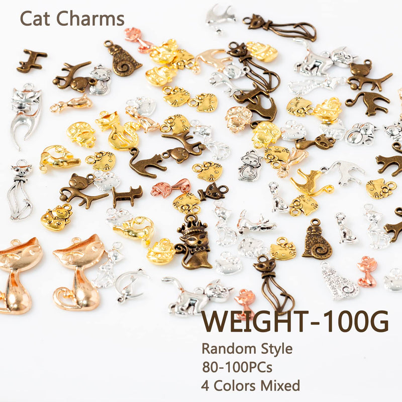 stino 100g Metal Charms for Jewelry Making, Bulk Silver & Gold Charms for Braclet Necklace Jewelry Making and Crafting Cat Bronze Glod - PawsPlanet Australia