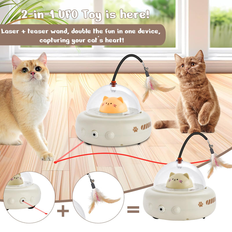 Smart Interactive Cat Toy, Motion Activated Feather Spinner with Breathing Light, USB Rechargeable, for Indoor Cats & Kittens, Ideal Gift for Pet Lover (Creamy Coffee) Creamy Coffee - PawsPlanet Australia