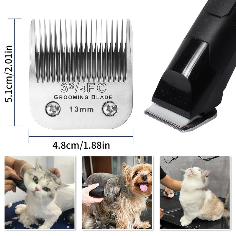 3 Pcs Size 3-3/4FC Detachable Dog Grooming Blades, Compatible with Andis, Oster A5, Wahl KM10 Series Clippers, Cut Length 13mm, Silver(3-3/4FC 13mm, 3Packs) 3-3/4FC 13mm, 3Pcs - PawsPlanet Australia