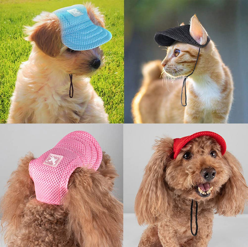 Mesh Baseball Pet Caps with Ear Holes Adjustable Comfortable Dog Hats for Small Medium and Large Dogs Cat Cap (Small, Pink)