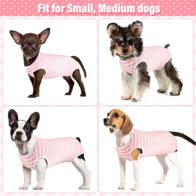 2 Packs Dog Surgery Recovery Suit Small Dogs Onesie for Surgery Female Male Dog Surgical Recovery Suit After Spayed Neuter Body Suit Anti-Licking Wounds Dog Cone Alternative Medium Pink Stripe/Black Plaid (2 Packs） - PawsPlanet Australia