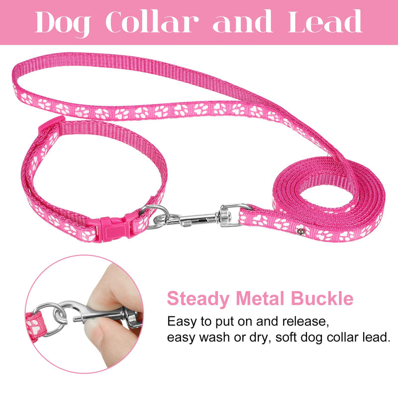 BOUMUSOE 2 Packs Dog Collar and Leash Set, Puppy Collar and Lead Set Quick Release Buckle Adjustable Paw Print Puppy Collar Soft Nylon Pet Collar for Puppy Small Dogs - PawsPlanet Australia