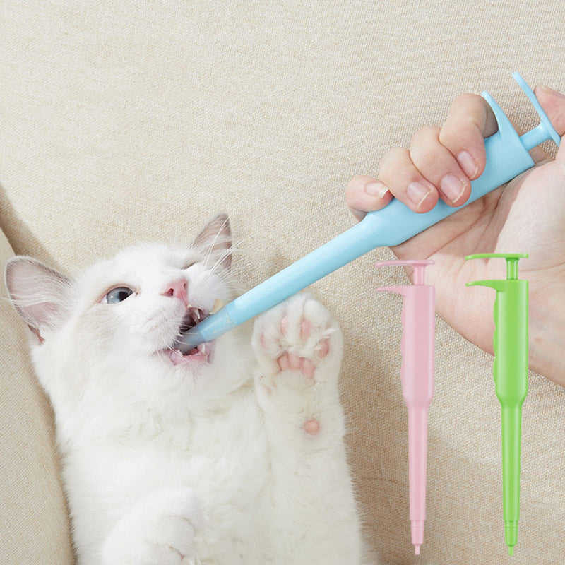 Safe pill and medication dispenser for cats, simple and accurate, prevents spitting, tool, medication dispenser, soft tip, syringe-style pet pill dispenser for dogs, blue