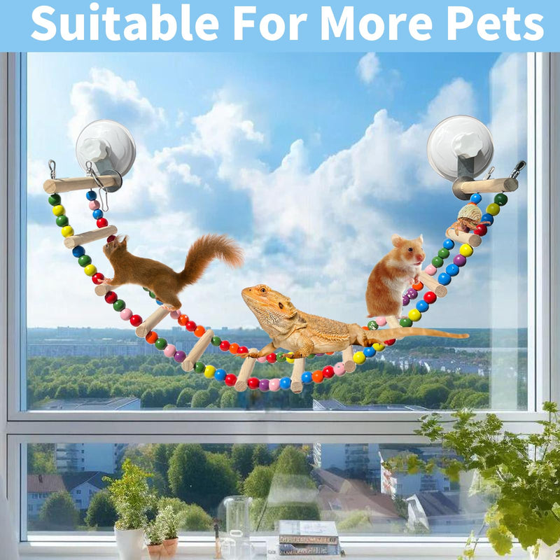 Colorful Bird Perch Stand Toy with Suction Cup for Window Mirror Car, Bird Parrot Window Ladder Bridge Toys, Pet Window Perch for Parrot, Parakeet, Lizard, Bearded Dragon, Hamster - PawsPlanet Australia