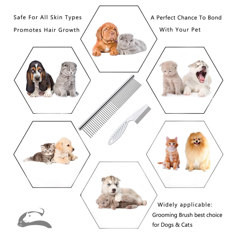 Steel Comb for Dog Grooming,Metal Dog Comb,Metal Combs for Dogs & Cats & Small Dog Grooming,Sorxine Pet Comb for Removing Matted Fur, Knots & Tangles,Shedding (Silver+White) Silver+White - PawsPlanet Australia