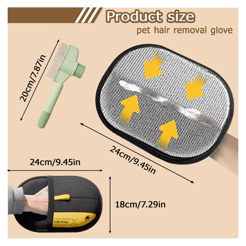 3PC Electrostatic Pet Hair Removal Glove for Cats & Dogs,2025 Upgraded Animal Fur Removal Tool,Reusable Cat & Dog Hair Remover for Couch, Furniture,Laundry,Car Seat,Cat Grooming Gloves - PawsPlanet Australia