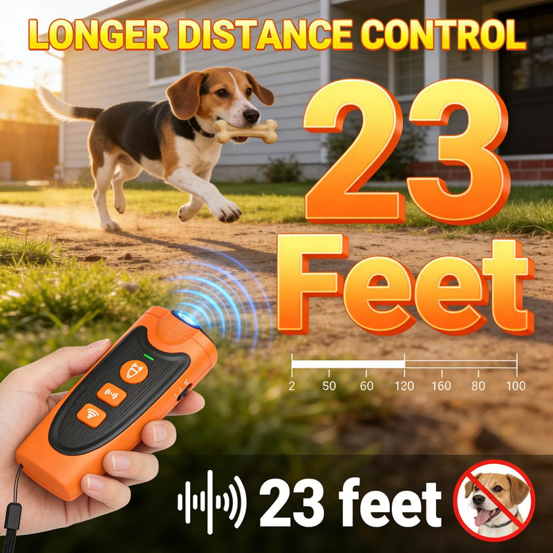 3X Ultrasonic Dog Bark Deterrent, 6 Training Modes, 23FT Range, 30-Day Battery, Rechargeable & Humane Anti-Barking Device for Indoor & Outdoor