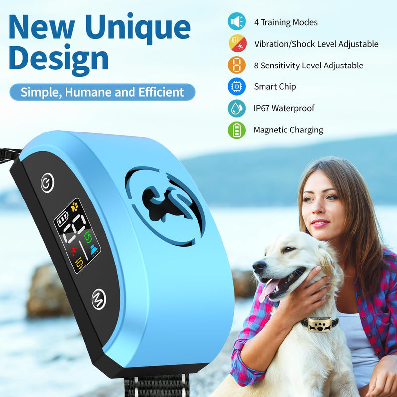 Dog Bark Collar，BXQ Bark Collar for Large Dog with 4 Training Modes and 8 Sensitivity, Rechargeable Humane Barking Collar with 8 Levels for Vibration&Shock, Waterproof Anti Bark Collars - PawsPlanet Australia