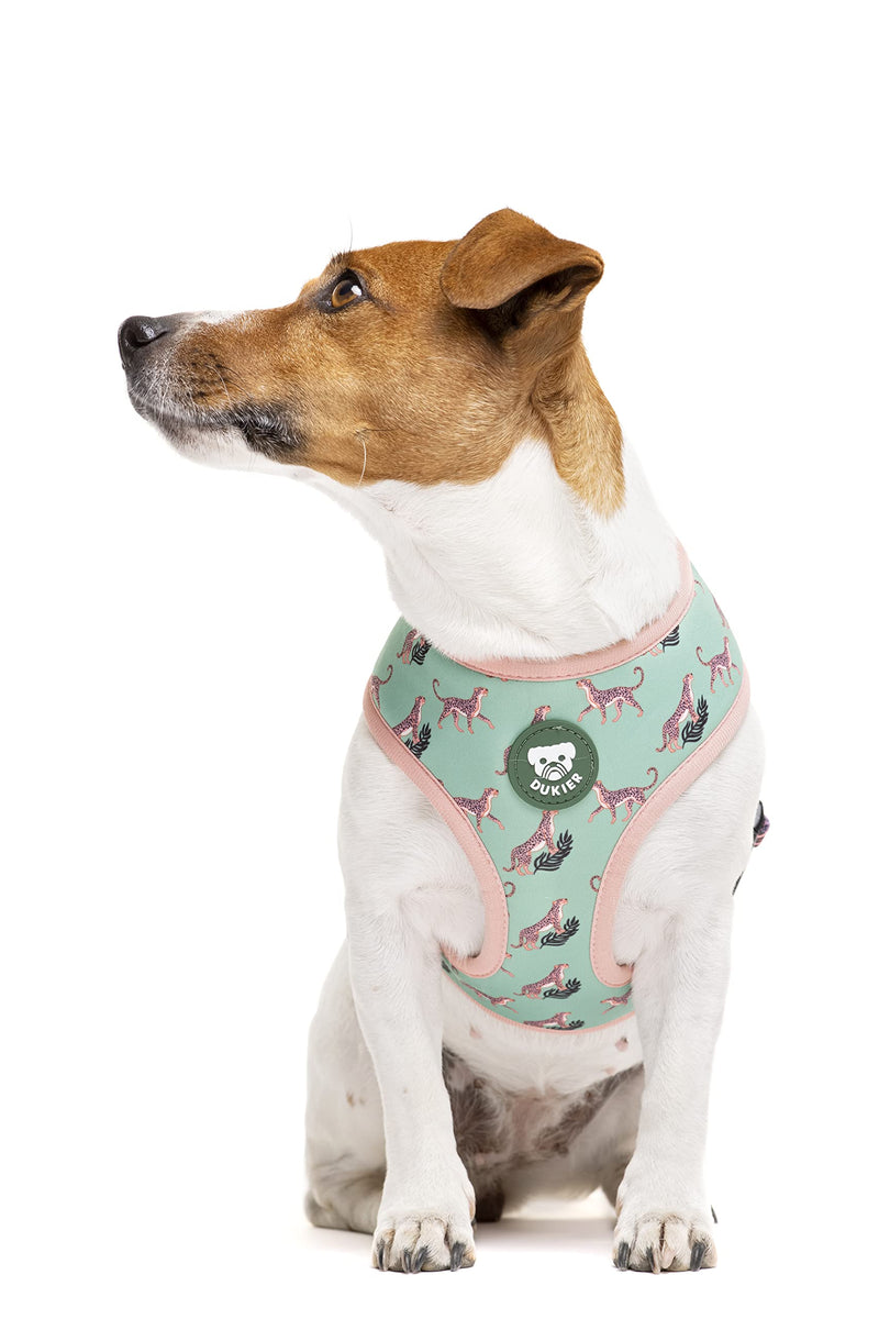 DUKIER - Reversible Dog Harness, Breathable, Breathable and Reflective Pet Waistcoat, Neoprene and Mesh, Adjustable, Leopard Design, Size XL - PawsPlanet Australia