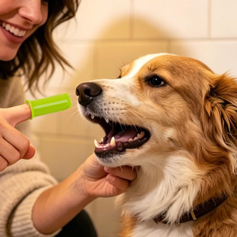 2-Pack Dog Toothbrush for Different Finger Sizes, 180° Bristle Coverage, Soft Dog Tooth Brushing Kit for Medium & Large Dogs, Dental Care Pet Teeth Plaque and Tartar Cleaning, Food-Grade Silicone Green