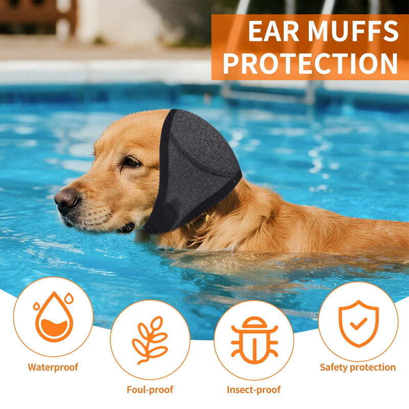 BOXOB Dog Ears Cover, Adjustable Dog Ear Muffs Noise Protection Comfortable Quiet Dogs Calming Hood Ear Head Wrap Cups Shower Cap Pet Supplies for Bath Grooming Thunder Fireworks (S) S