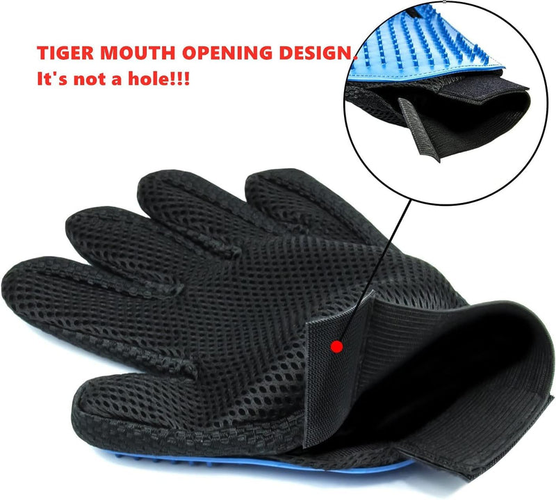 Pet Grooming Gloves Set - 2pc Gentle Silicone Dog Cat Grooming Brush Kit for Deshedding Bathing - Hair Removal Massage Scrubber for Short Long Hair Sensitive Skin
