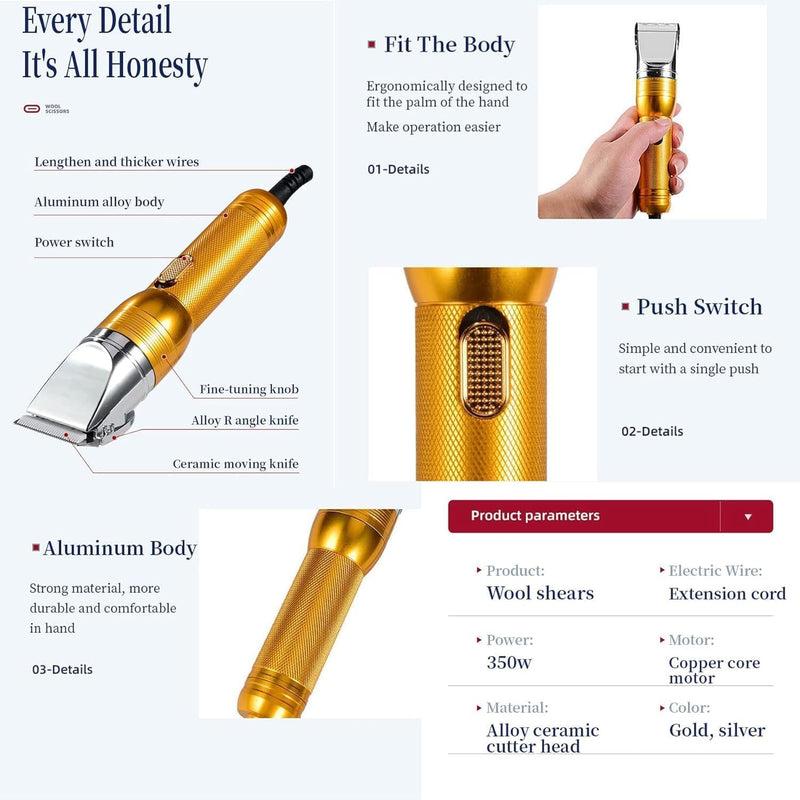 Electric Professional Dog Grooming Clippers, Powerful Sheep Shears Pet Grooming Clippers for Heavy Duty Hair,Horses Cat Farm Livestock Fur Carpet Trimmers Shaver for Thick Coats - PawsPlanet Australia