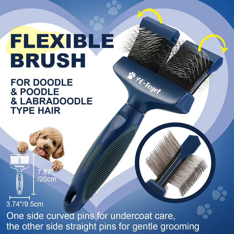 Flexible Double-sided Slicker Dog Brush for Doodle & Poodle- Dog Grooming Hair Brush for Goldendoodles & Labradoodles- Gentle Detangling and Undercoat Brush for Dogs - PawsPlanet Australia