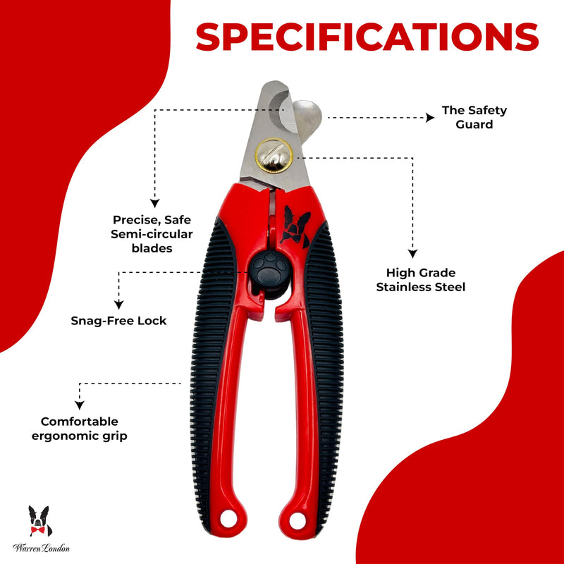 Warren London Dog Nail Clippers – Large Breed Nail Trimmer with Stainless Steel Blade, Safety Guard & Non-Slip Handle | Professional Grooming Tool for All Dog Sizes Large Nail Clippers - All Dog Sizes - PawsPlanet Australia