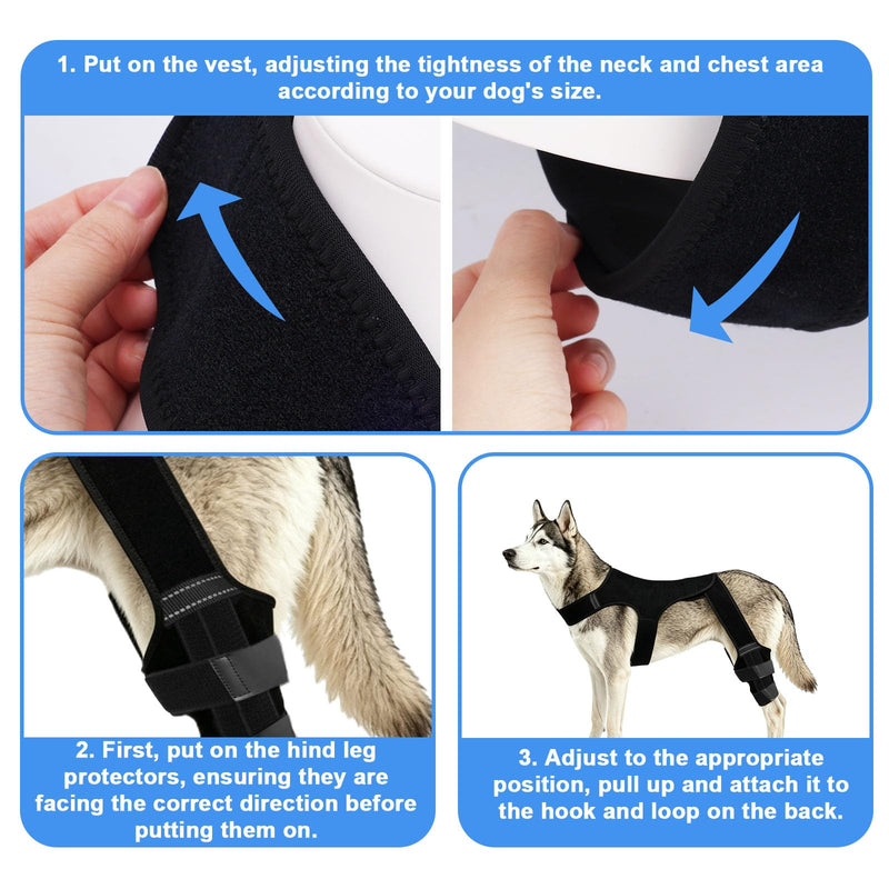 Penitue Dog Knee Brace Hind Leg, Adjustable Dog Hind Leg Braces Support System with 4 Stabilizers & Hip Support (XL) XL