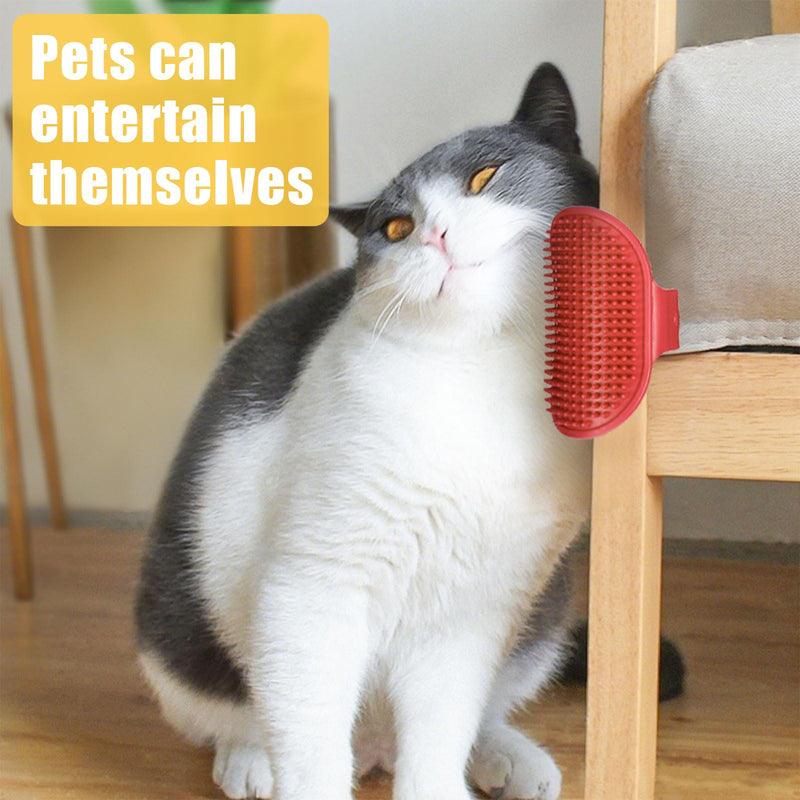 4 Pack Durable Cat Self Groomer for Indoor, Wall Corner Groomer Brush, Cat Corner Scratcher, Face Scratchers Tool for Long & Short Fur Kitten Cats Dogs (Red,Blue) red,blue - PawsPlanet Australia