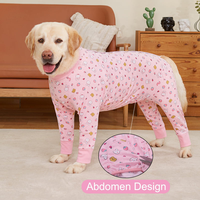 Recovery Suit for Large Medium Dogs After Surgery, Soft Breathable Anti Licking Dog Onesie E-Collar & Cone Alternative, Pet Bodysuit for Preventing Hair Loss Full Cover Wound(4XL, Pink Bunny) 4XL(Chest 32.28-35.55 in) - PawsPlanet Australia