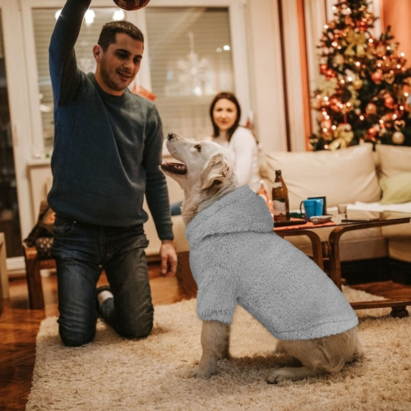 Fuzzy Dog Hoodie Dog Sweater Dog Clothes Warm Soft Dog Coats Hooded Sweatshirt Fleece Dog Hoodies for Large Dogs Dog Sweaters for Extra Large Dogs(Grey-XL) X-Large Grey - PawsPlanet Australia