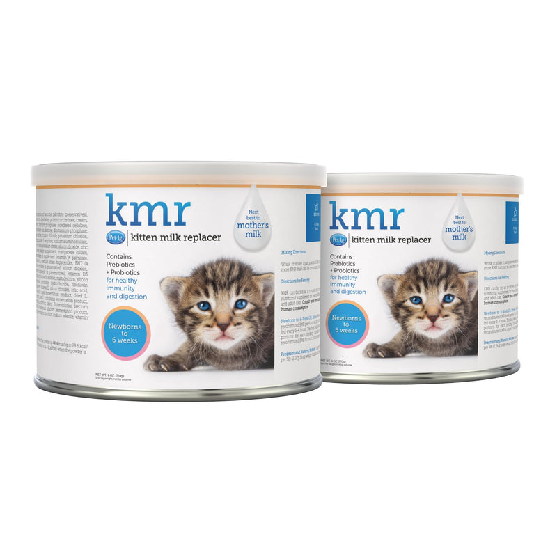 Pet-Ag KMR Kitten Milk Replacer Powder - 6 oz, Pack of 2 - Powdered Kitten Formula with Prebiotics, Probiotics & Vitamins for Kittens Newborn to Six Weeks Old - Easy to Digest