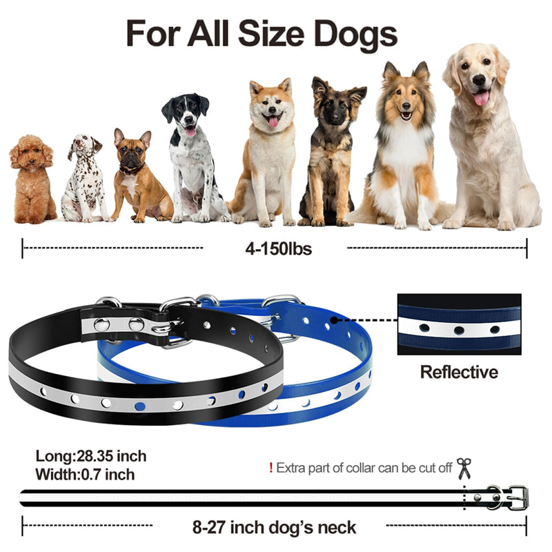 PaiPaitek Shock Collar Replacement Strap for Most of Training Collar, 3/4 Inch Dog Collar Replacement for Wireless Fence and Bark, Adjustable Waterproof TPU Collar Strap - 2 Pack TPU Reflective Black and Blue - PawsPlanet Australia