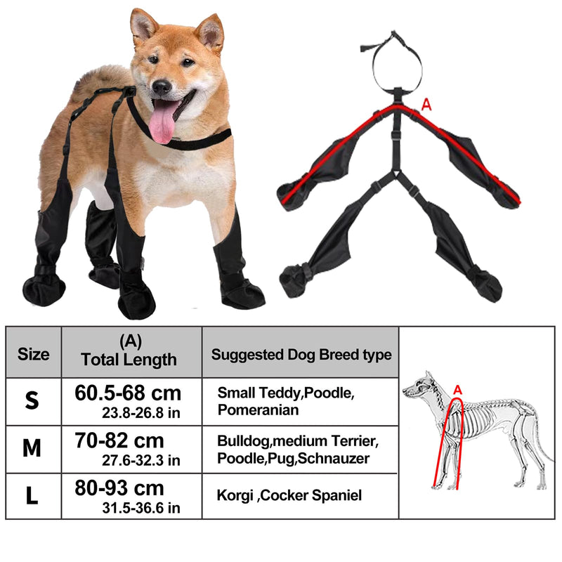 Suspender Boots for Dogs, Dog Paw Boot Waterproof Dog Boots Anti-Slip Dog Shoes, Dog Paw Protector for Small Medium Dogs, Dirty-Proof Dog Booties with Auxiliary Strap for Snow Day Outdoor Walking (S) S - PawsPlanet Australia