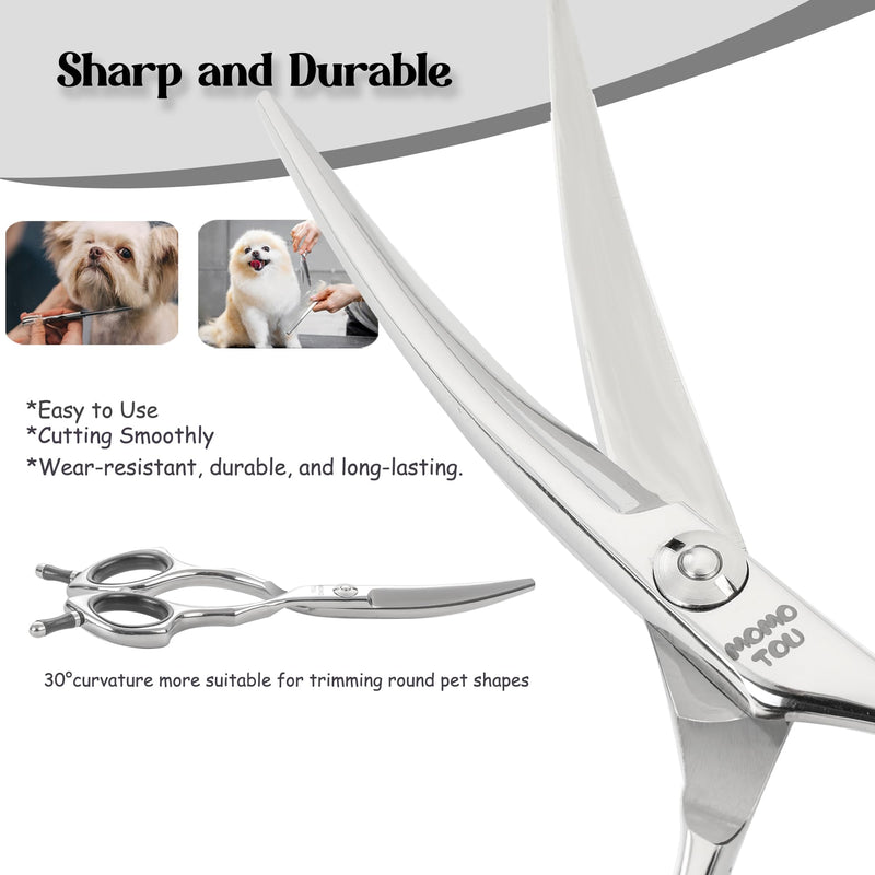 Dog Grooming Scissors 5'' Small Curved Pet Shears Super Light Professional 440C Stainless Steel Pet Shears for Trimming Face and Paws Nose Ear Easy Use. - PawsPlanet Australia